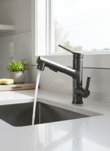 смисители: Кухонный смеситель с выдвижным изливом и рычажным управлением — 1