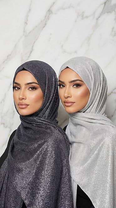 Шарф-хиджаб с мерцающим эффектом - Материал: мягкое струящееся
