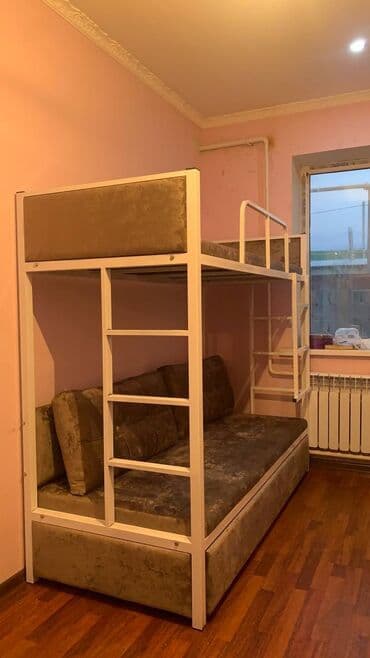 двухъярусный кровать для взрослых: Детская односпальная кровать, Новый, Для девочки, Для мальчика, С матрасом, Металл, Самовывоз, Бесплатная доставка, Платная доставка — 1