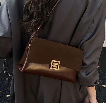 чехол для диванов: Сумка через плечо, темно‑коричневая, с комбинированной фактурой: - — 3