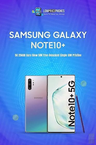 s25 edge: Samsung Note 10 Plus, Б/у, 256 ГБ, цвет - Синий, 2 SIM, eSIM — 1