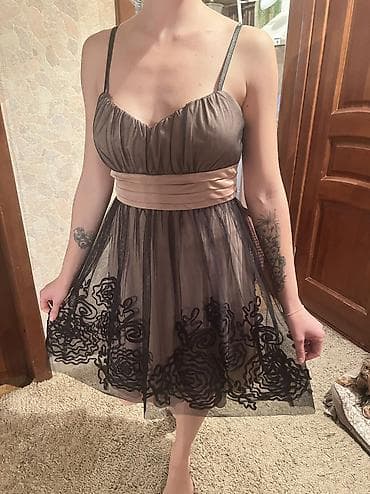 шифоновое: Вечерние платья — подборка из 3 моделей 1) Бежево‑черное платье на — 2