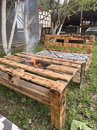 Барбекю: Комплект садовой мебели, Диван, Дерево — 5