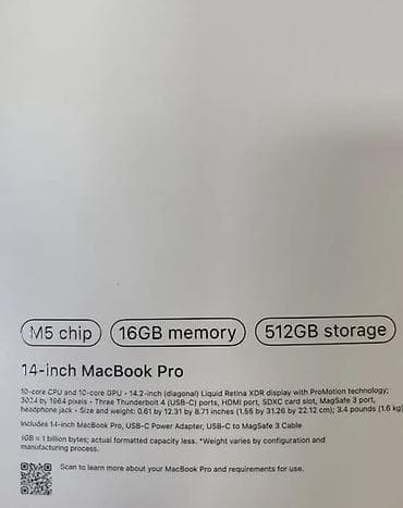 x printer: Срочно! Apple MacBook Pro 14" (серебристый), чип M5, 16 ГБ памяти, 512 — 2
