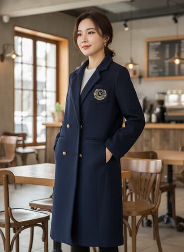 Пальто в классическом стиле - Цвет: темно‑синий (navy) - Двубортный