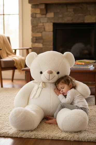 мишка тедди ростовая кукла: Большой плюшевый медведь белого цвета. - Размер: крупный, рост — 1