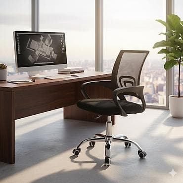 Офисное кресло, Новый, С колесиками, цвет - Черный, Самовывоз, Платная доставка