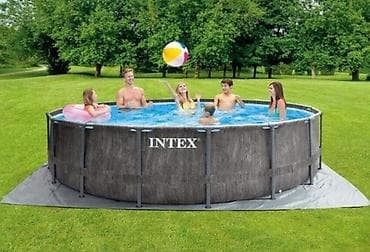 Спорт жана эс алуу: Каркасный бассейн Intex GreyWood Prism Frame 457x122 см + фильтр-насос — 1