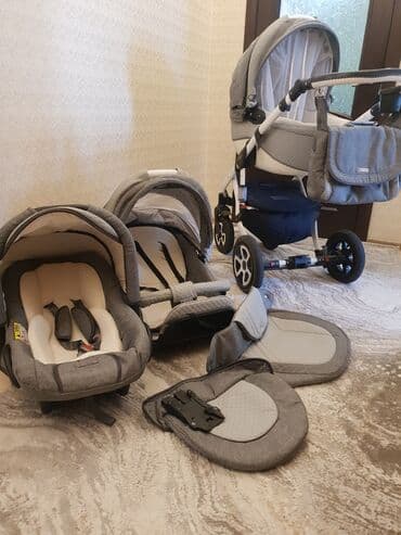 Коляска, цвет - Серебристый, Б/у at lalafo.kg Коляска, цвет - Серебристый, Б/у