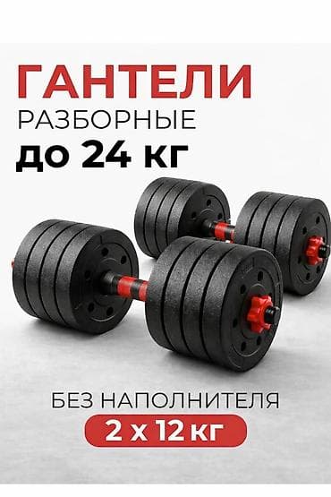 раскладные гантели: Разборные гантели до 24 кг (2 х 12 кг), без наполнителя. - — 1