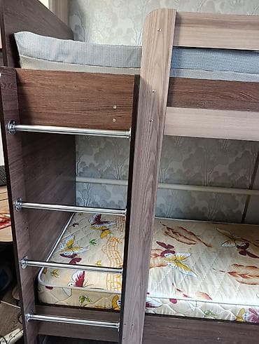 двухъярусный кровать детский: Двухъярусная детская кровать, ЛДСП, цвет - Коричневый — 1