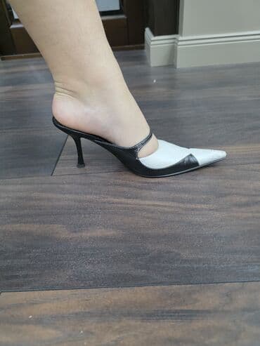 туфли черные с открытым носиком: Туфли, 37, Б/у, цвет - Черный, Самовывоз — 3