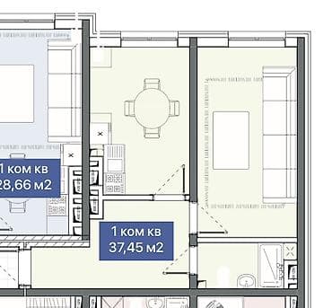 1 комната, 37 м²