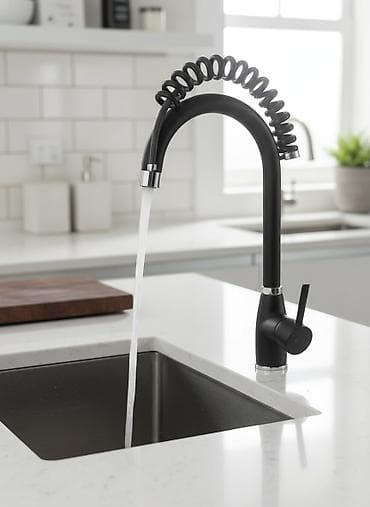 Кухонный смеситель с высоким гибким изливом - Цвет: матовый чёрный с