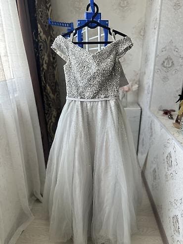 Вечернее платье, А-силуэт, Длинная модель, Фатин, С пайетками, XS, M, L