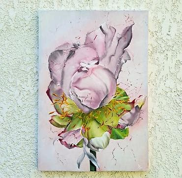 mf doom: Нежная цветочная композиция, выполненная вручную на натуральном шелке — 8