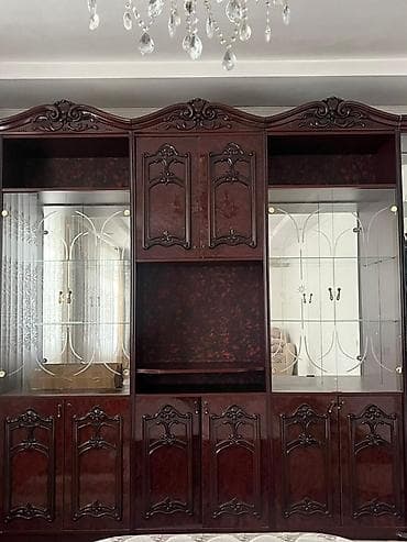 зеркало морнинг: Классическая модульная секция-стенка из темного дерева (глубокий — 1