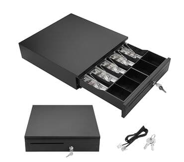 оборудование для газирования воды: Металлический кассовый денежный ящик с ключевым замком и интерфейсом — 1