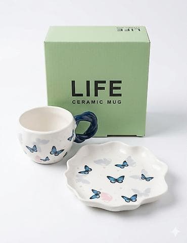 купить стаканы для кофе оптом: Керамический набор для чая/кофе LIFE: чашка с блюдцем в подарочной — 3