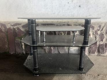 промо стол: Тумба и подставка для телевизора, Напольная, Стекло, цвет - Черный — 3