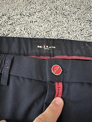 рубашка китон: Мужские брюки Kiton Napoli - Цвет: темно синий - Модель — 2