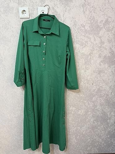 Повседневное платье, Длинная модель, Платье-рубашка, 2XL