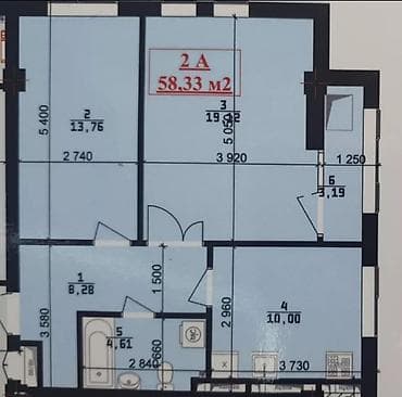суванбердиева: 2 комнаты, 58 м², Элитка, 12 этаж, Готовая ПСО (под самоотделку) — 1