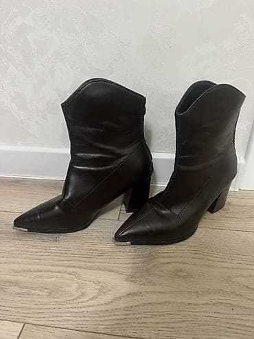 ковбойские сапоги женские купить: Женские ботильоны в стиле вестерн - Цвет: темно-коричневый - Материал — 5