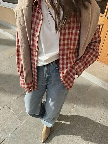 🔥ПО оптовой цене 500 СОМ! Рубашка в клетку оверсайз, подходит от 44-52