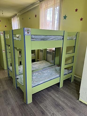 лаго: Двухъярусная детская кровать, ЛДСП, цвет - Зеленый — 1