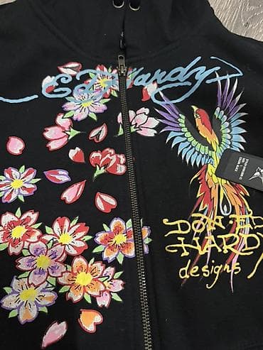 nike tech flece: Короткое худи на молнии Ed Hardy Оригинал с этикеткойни разу не — 4
