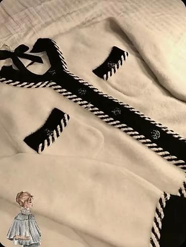 chanel пиджак: Женский кардиган в стиле твид, бежево‑чёрная гамма Стиль как у CHANEl — 2
