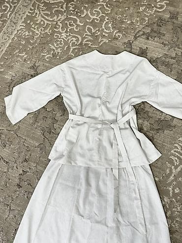 халат хб спецодежда: Двойка белая на лето из льна дышащая и легкая ткань хиджаб — 2
