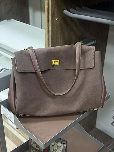 Женская сумка-тоут, коричневый - Материалы: наружная часть — мягкая