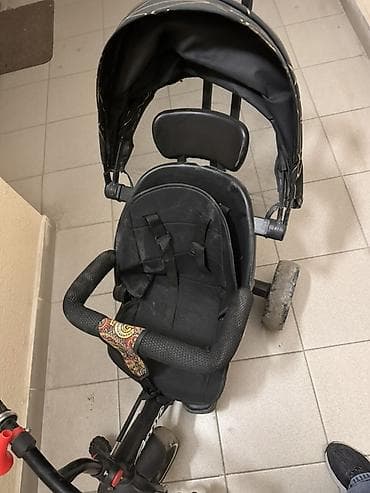 isma typhoon: Детский трехколесный велосипед с ручкой для родителей и козырьком. - — 2