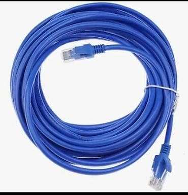 удлинитель 10 м: Сетевой кабель Ethernet (патч-корд) синего цвета с разъёмами RJ‑45 на — 1
