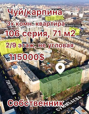 дордой робота: 3 комнаты, 71 м², 106 серия, 2 этаж, Евроремонт — 1