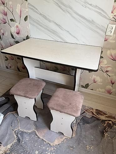 foldable table: Кухонный стол и стул, Б/у, цвет - Белый — 1