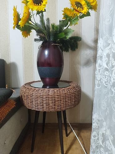 Горшки для растений: Плетёные кашпо и декоративный столик - Ручная плетёная работа из — 3