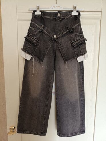 женские джинсовые шорты с завышенной талией: Джинсы, Прямые, Высокая талия, С бахромой — 3