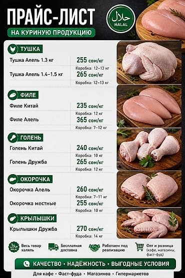 Мясо птицы: Куриная продукция HALAL — оптом и в розницу Ассортимент: - Тушка — 2