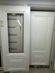 осб панели: Межкомнатная дверь со стеклом, Двустворчатая, цвет - Белый — 22