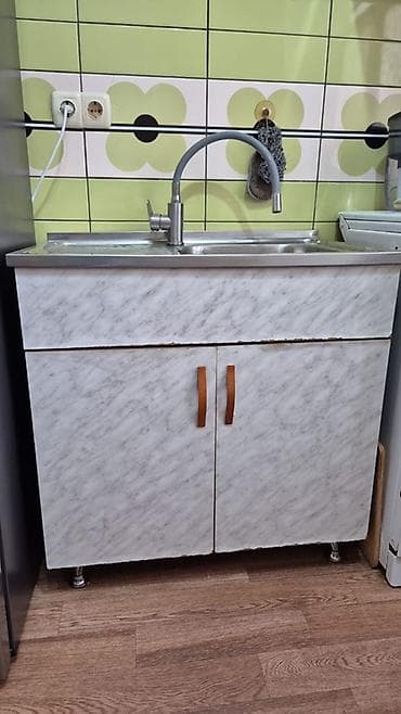 раковина для ванной с тумбой: Кухонная мойка с тумбой - Комплект: тумба под мойку + нержавеющая — 1