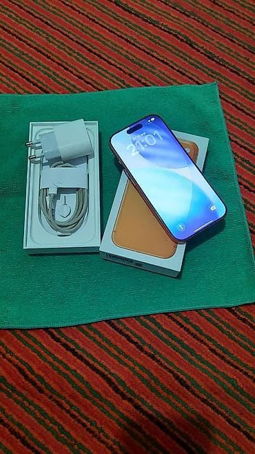 ош принтер: IPhone 17 Pro, Колдонулган, 256 ГБ, Ток сары, Заряддоочу түзүлүш, 98 % — 3