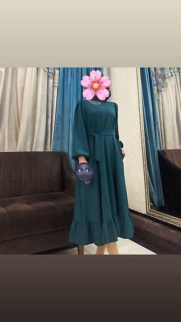 шифоне: Повседневное платье, Осень-весна, Длинная модель, Шифон, Прямое, M — 1