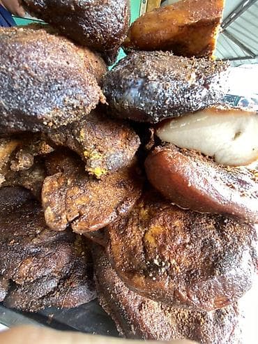 Домашние мясные деликатесы - Копчёный курдюк два вида крупными