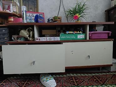 Детская мебель: Гарнитур для зала, Б/у, Шкаф, Тумба под ТВ, Дерево, Самовывоз, цвет - Коричневый — 1