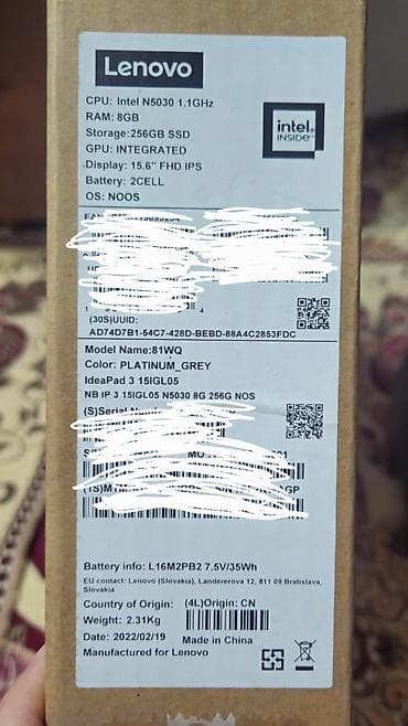 Ноутбуки и аксессуары: Lenovo IdeaPad 3 15IGL05 (модель 81WQ), цвет Platinum Grey. Ключевые — 4