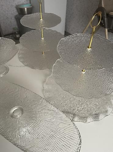 охранная бутка: Стеклянный набор для сервировки десертов и фруктов, прозрачное — 10