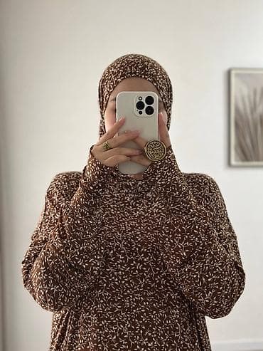 tech fleese: Повседневное платье, Длинная модель, S, M, L — 6